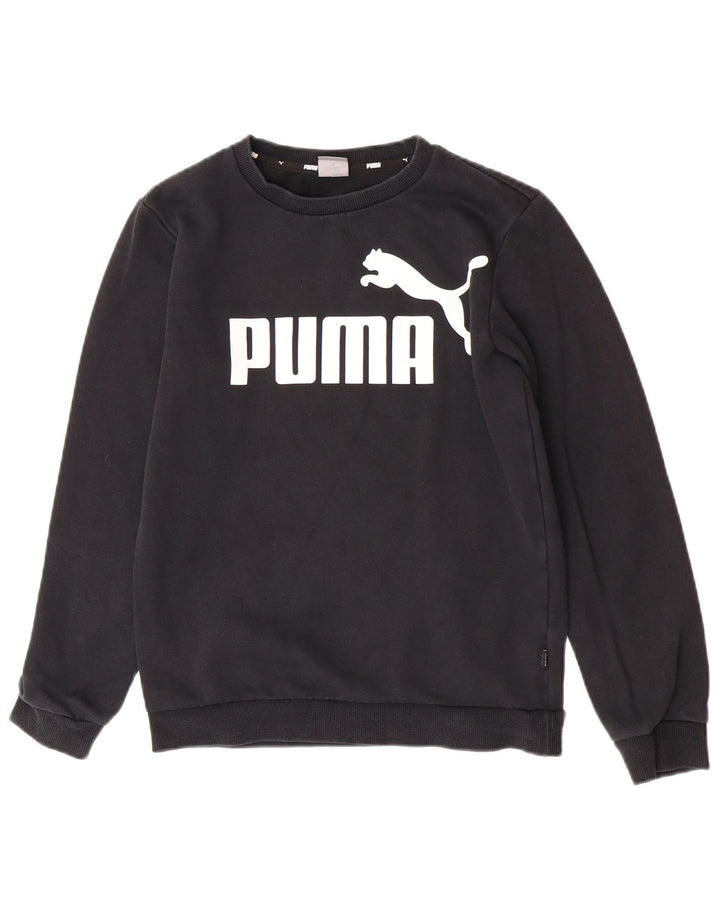 Джемпер с рисунком Puma для мальчиков 13-14 лет, черный хлопок