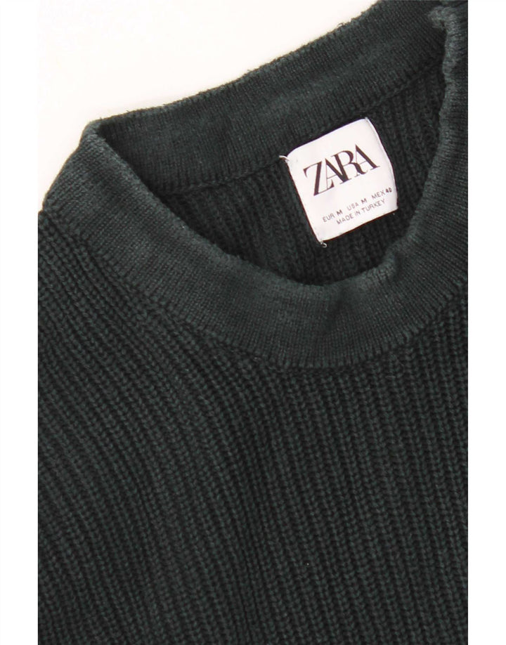 Мужской джемпер с круглым вырезом Zara, средний зеленый