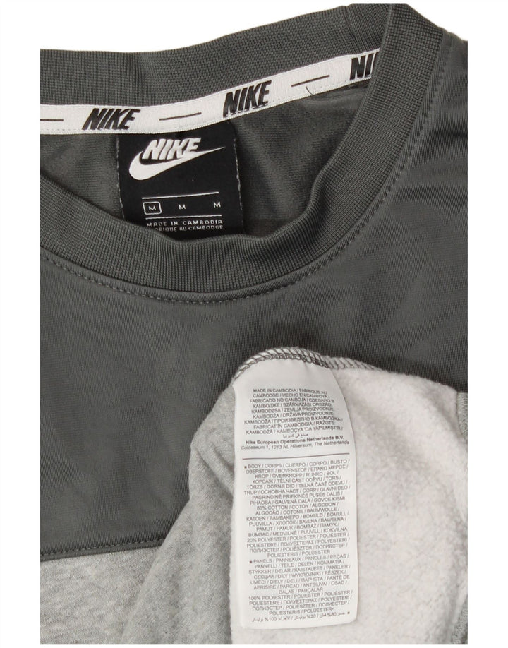 Мужской свитшот с рисунком Nike, хлопковый джемпер среднего серого цвета с цветными блоками