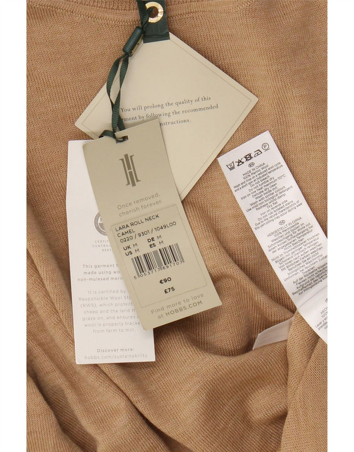 Женский джемпер Hobbs с высоким воротником, Великобритания 14, средний коричневый цвет из мериносовой шерсти