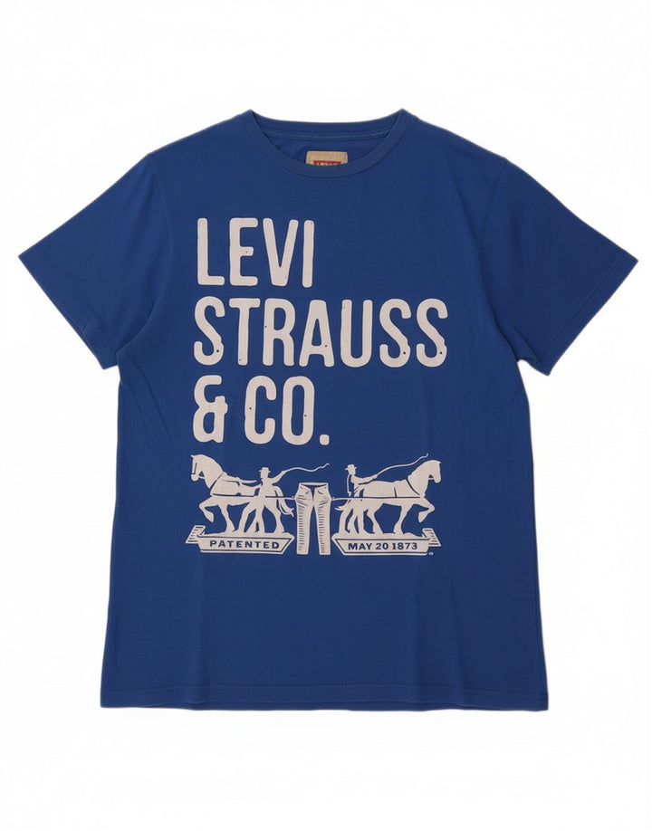 Футболка с рисунком LEVI'S для мальчиков, топ 15-16 лет, синяя, хлопок