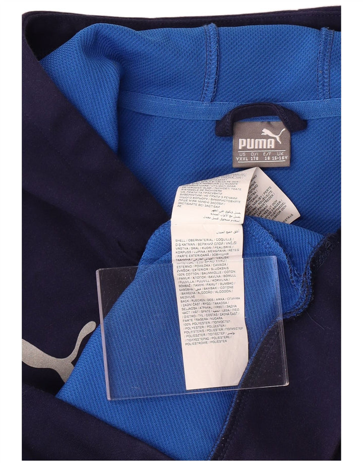 Свитер с капюшоном на молнии с графическим рисунком для мальчиков PUMA, 15–16 лет, темно-синий, хлопок