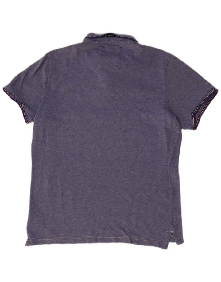 SUPERDRY Мужская рубашка-поло 2XL, синяя, хлопок