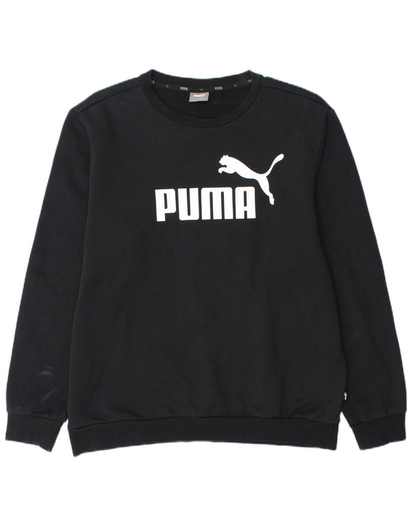 Мужской свитшот с рисунком Puma, большой черный хлопковый джемпер