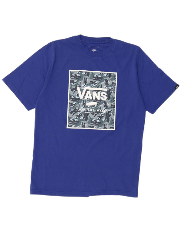 Футболка классического кроя с рисунком Vans для мальчиков, топ 14–15 лет, размер XL, синий