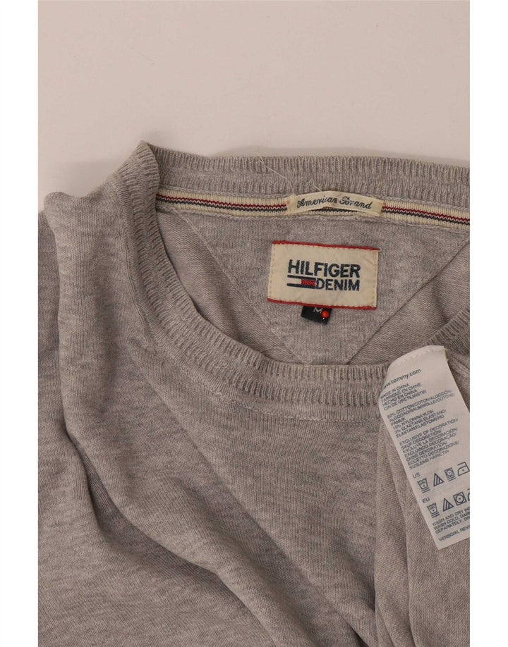 Мужской джемпер с круглым вырезом Tommy Hilfiger, хлопковый свитер среднего серого цвета