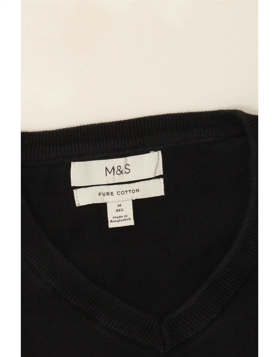 Мужской джемпер с v-образным вырезом Marks & Spencer, средний черный хлопковый свитер