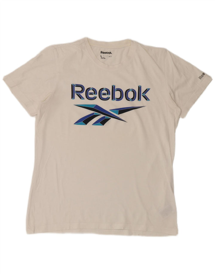 REEBOK Мужская футболка с рисунком, большой белый хлопок