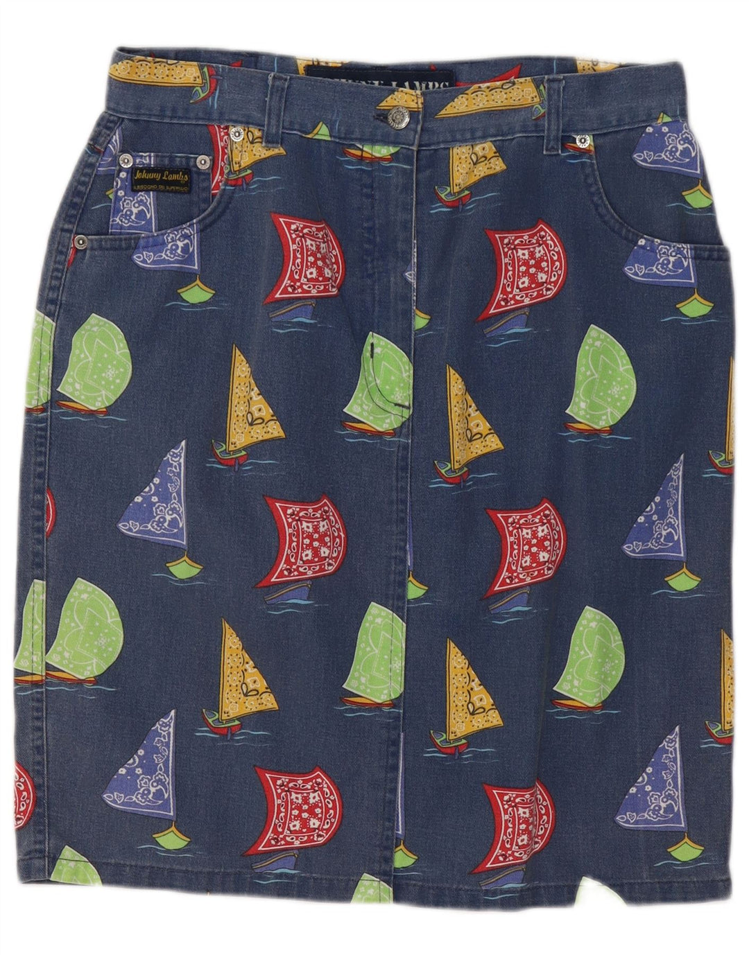 JOHNNY LAMBS Womens Yachting Denim Skirt IT 50 XL W32 Blue