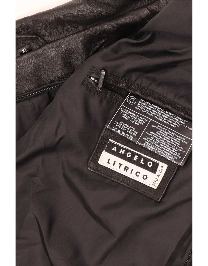 Мужская кожаная куртка Angelo Litrico UK 42 XL черная