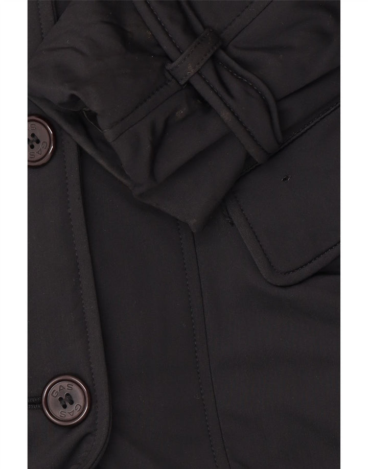 Женский двубортный тренч GAS UK 10, маленький, черный, полиамид