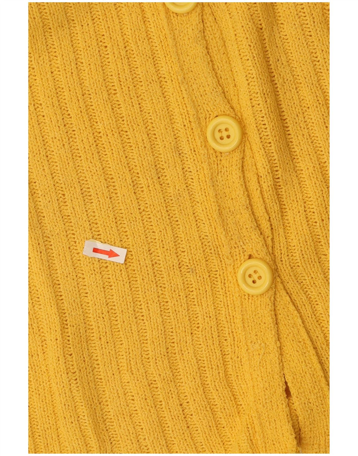 ВИНТАЖНЫЙ женский кардиган-свитер UK 16, большой желтый хлопок