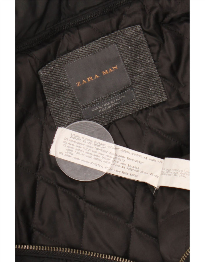 Мужское пальто ZARA UK 42 XL, серый полиэстер