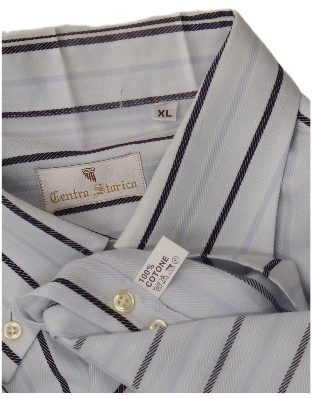 VINTAGE Мужская рубашка XL из хлопка в тонкую полоску белого цвета