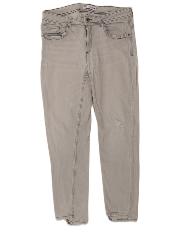 Женские потертые джинсы скинни Zara EU 44, большие W34 L26, серые