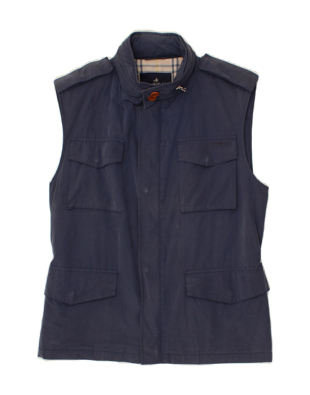 BROOKSFIELD Mens Utility Gilet UK 36 Small Navy Blue Cotton Vintage Brooksfield and Second-Hand Brooksfield from Messina Hembry 