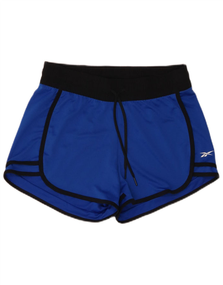 Женские спортивные шорты Reebok UK 8/10, маленькие синие, полиэстер с цветными блоками