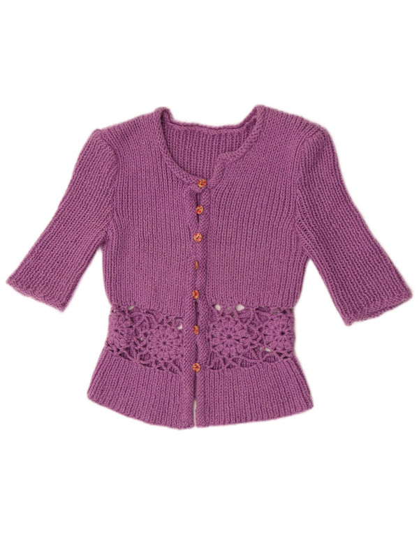 Винтажный женский кардиган с рукавом 3/4, Великобритания, 6 XS, фиолетовый