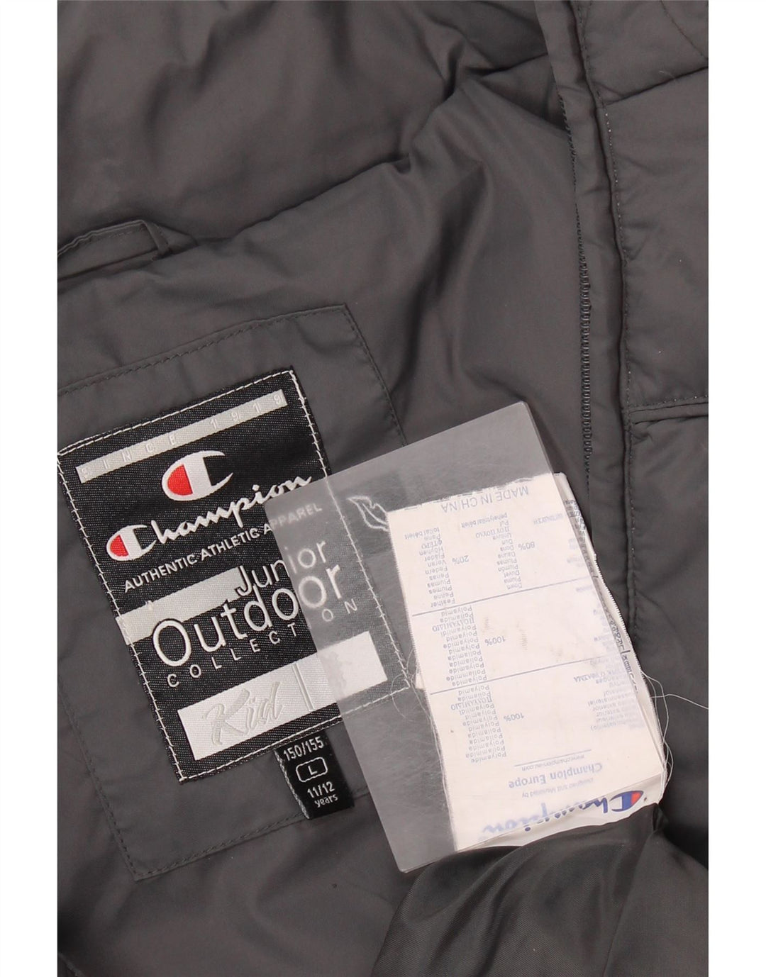 Стеганая куртка Champion для мальчиков 11–12 лет, большой размер, серый полиамид