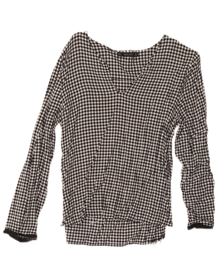 Женская блузка Zara Top UK 12, средний черный в клетку
