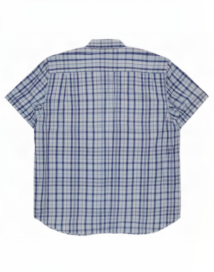 Мужская рубашка с коротким рукавом Harrison & Son XL, синяя клетка, хлопок