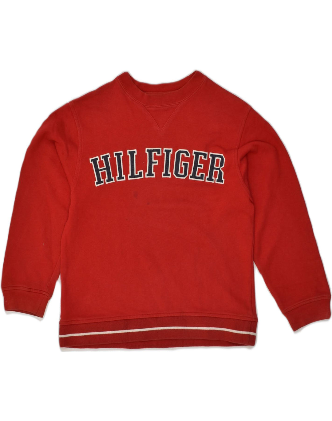 TOMMY HILFIGER Girls Graphic Sweatshirt Jumper 9-10 Years Small  Red | Vintage Tommy Hilfiger | Thrift | Second-Hand Tommy Hilfiger | Used Clothing | Messina Hembry 