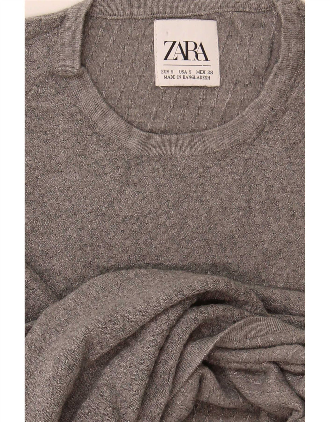 Мужской джемпер с круглым вырезом Zara, маленький серый