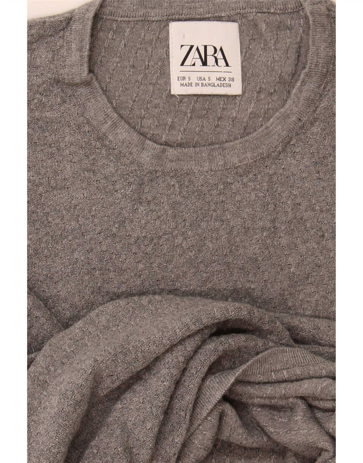 Мужской джемпер с круглым вырезом Zara, маленький серый