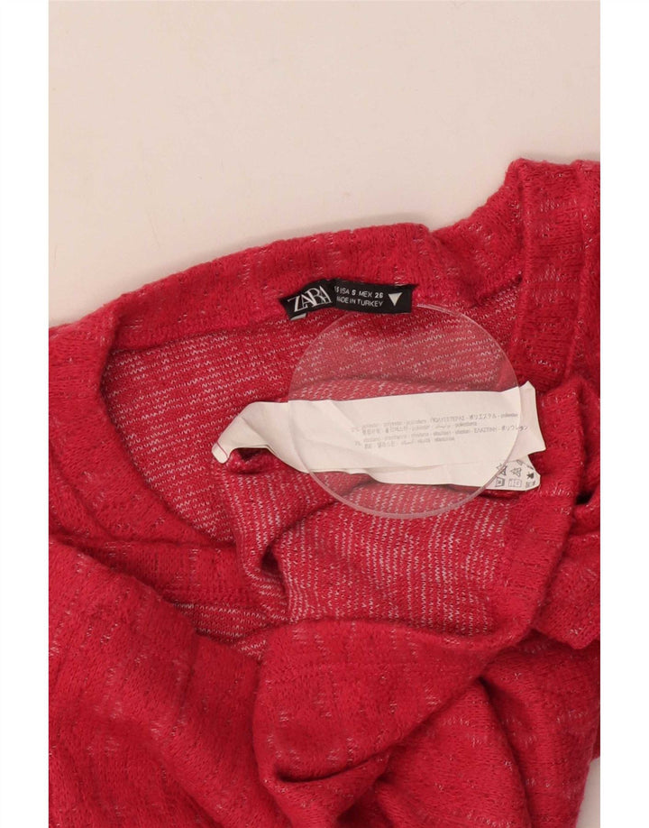 Женский укороченный топ Zara с длинным рукавом UK 10, маленький розовый полиэстер