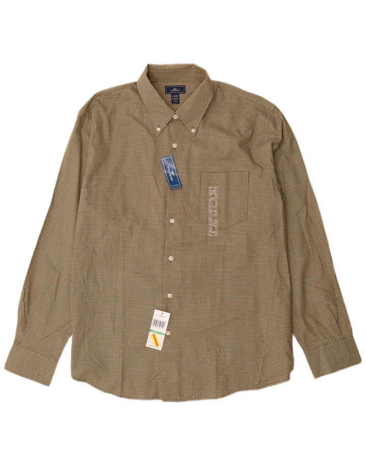Мужская рубашка DOCKERS, размер 16, 1/2, большая клетка цвета хаки, хлопок