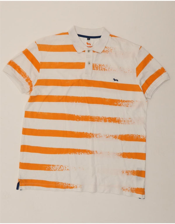 HARMONT & BLAINE Мужская рубашка-поло узкого кроя 3XL, хлопок в белую полоску