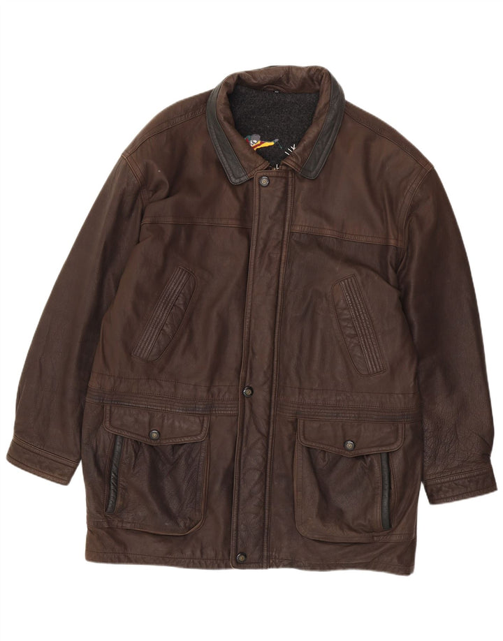 Мужская кожаная куртка JOHN B UK 46 3XL Коричневая кожа