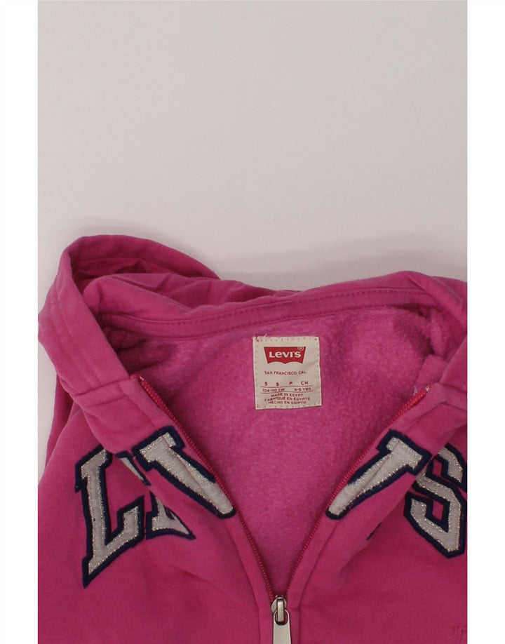 LEVI'S Girls Graphic Zip Hoodie Sweater 4-5 Years Small  Pink Cotton | Vintage Levi's | Thrift | Second-Hand Levi's | Used Clothing | Messina Hembry 