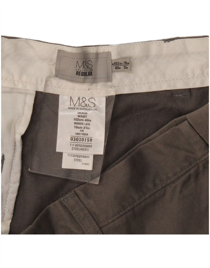 Мужские брюки-чиносы Marks & Spencer стандартного кроя W40 L31 серые, хлопковые