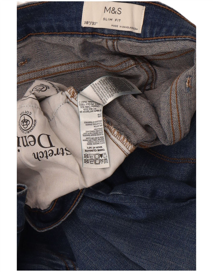 Мужские узкие джинсы Marks & Spencer W38 L33 синие, хлопок