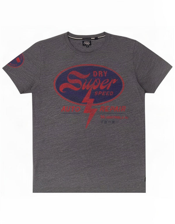Superdry Mens Graphic T-Shirt Top XL Blue Flecked Cotton