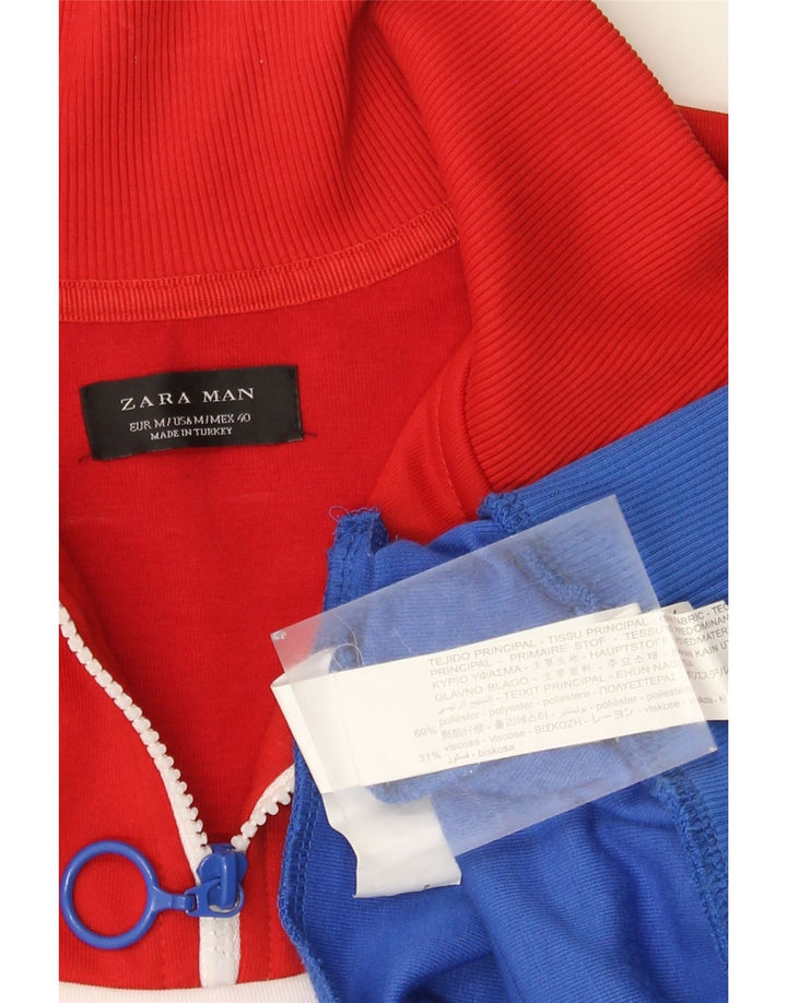 Мужской свитер ZARA с воротником на молнии, средний, разноцветный, с цветными блоками