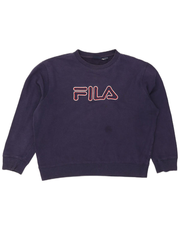 Fila Mens Graphic Sweatshirt Jumper 2XL Navy Blue Cotton
