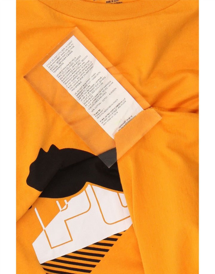 Футболка с рисунком PUMA для мальчиков, топ 13-14 лет, оранжевый хлопок