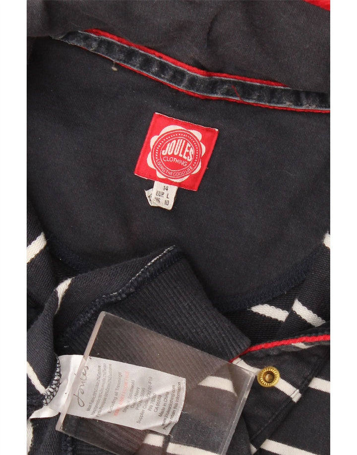 Женский джемпер Joules с воротником на пуговицах, Великобритания 14, большой темно-синий в полоску