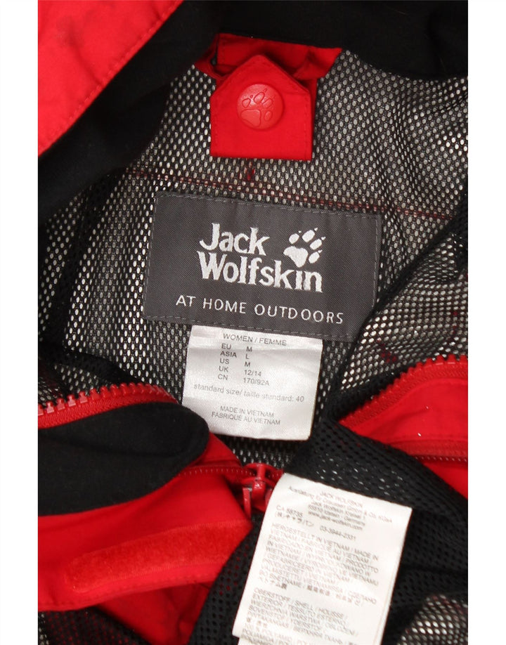 Женская дождевик с капюшоном Jack Wolfskin UK 12/14, средний красный полиамид