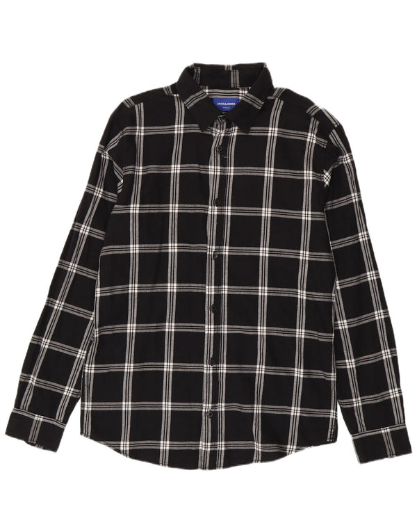 Мужская фланелевая рубашка Jack & Jones, большая черная клетка, хлопок