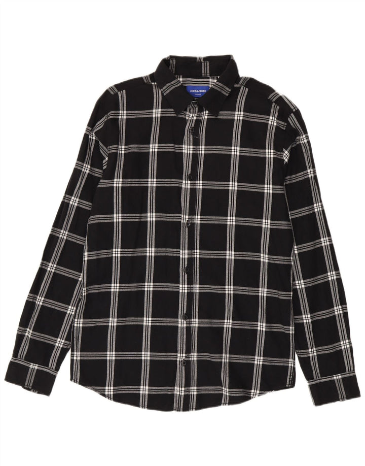 Мужская фланелевая рубашка Jack & Jones, большая черная клетка, хлопок