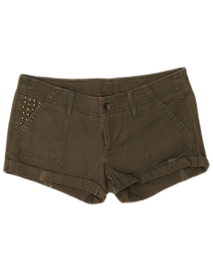 Женские джинсовые шорты Benetton W28, хлопок, цвет хаки, средний размер