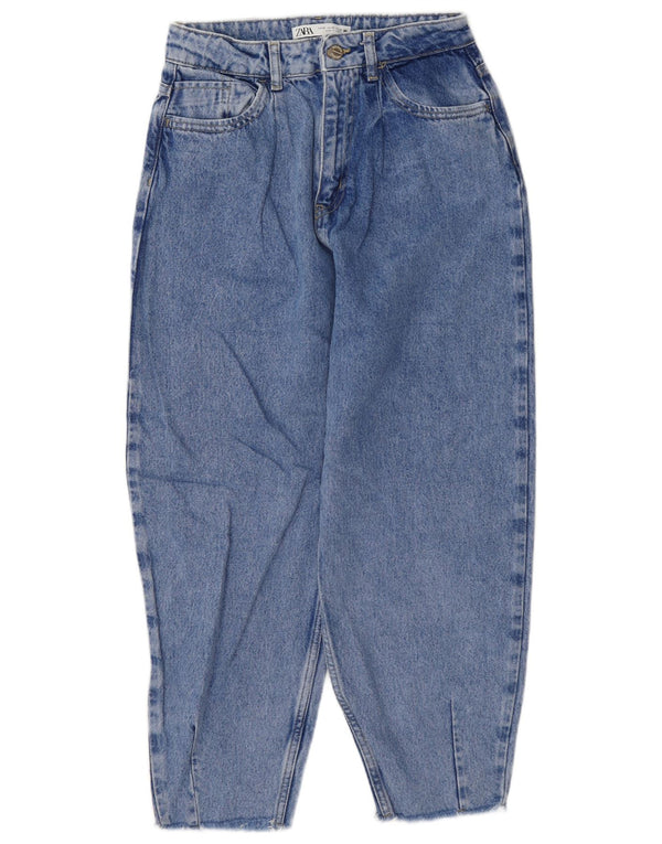 Женские укороченные джинсы с высокой талией Zara EU 36 XS W26 L25, синие, хлопок