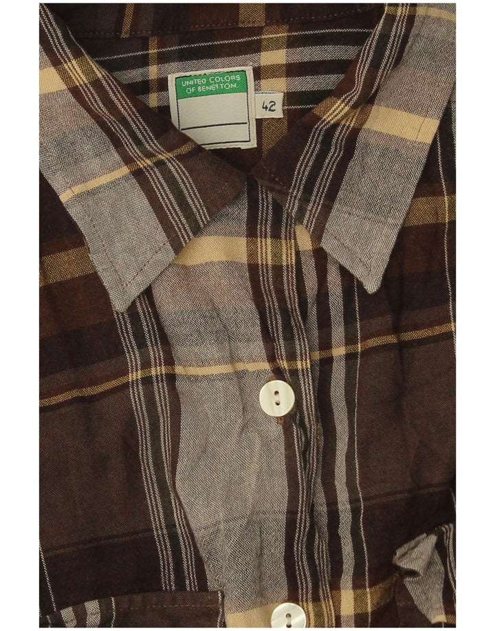 Рубашка женская Benetton IT 42 Medium Brown в клетку из вискозы