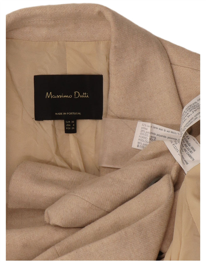 Женский пиджак на 1 пуговице Massimo Dutti EU 36 XS, бежевый, шерсть