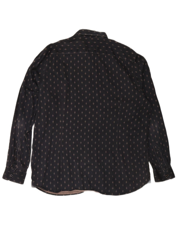 Мужская рубашка TED BAKER, размер 7, 3XL, темно-синяя, хлопок с геометрическим рисунком