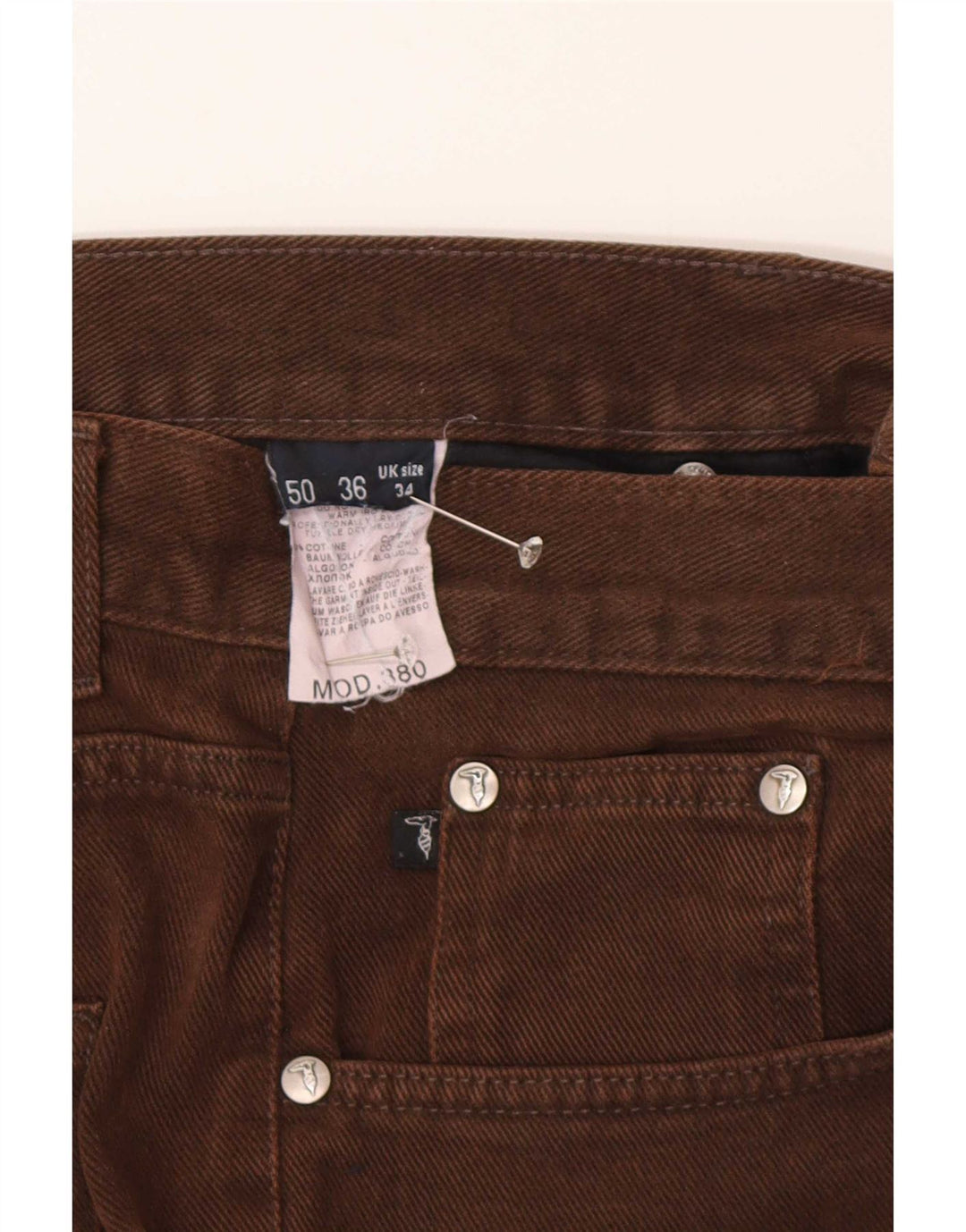 Мужские прямые джинсы Trussardi W34 L30 коричневые, хлопок