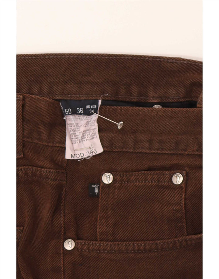Мужские прямые джинсы Trussardi W34 L30 коричневые, хлопок